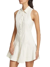 Poppy Stretch-Cotton Seamed Mini-Shirtdress