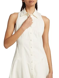 Poppy Stretch-Cotton Seamed Mini-Shirtdress