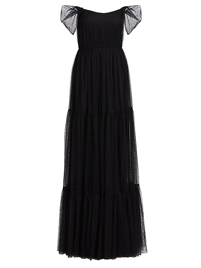 Ginny Tulle Off-the-Shoulder A-Line Gown