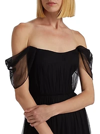 Ginny Tulle Off-the-Shoulder A-Line Gown