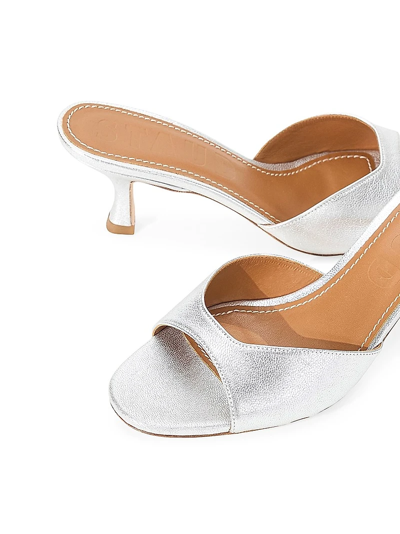 Brigitte 55MM Metallic Leather Mule Sandals