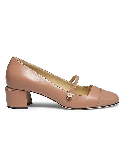 Elisa 45MM Pearl-Embellished Leather Pumps
