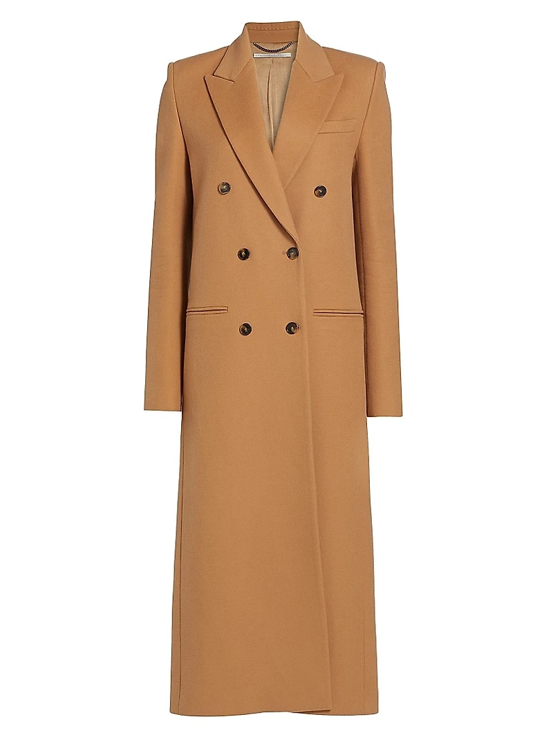 Double-Breasted Wool Long Coat