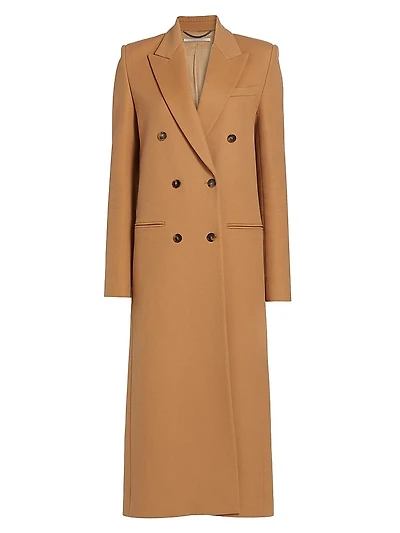 Double-Breasted Wool Long Coat