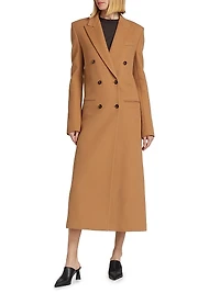 Double-Breasted Wool Long Coat