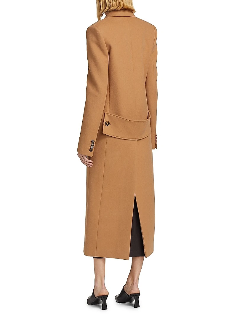 Double-Breasted Wool Long Coat