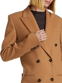 Double-Breasted Wool Long Coat