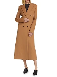 Double-Breasted Wool Long Coat