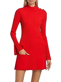 Rib-Knit Pocket Minidress