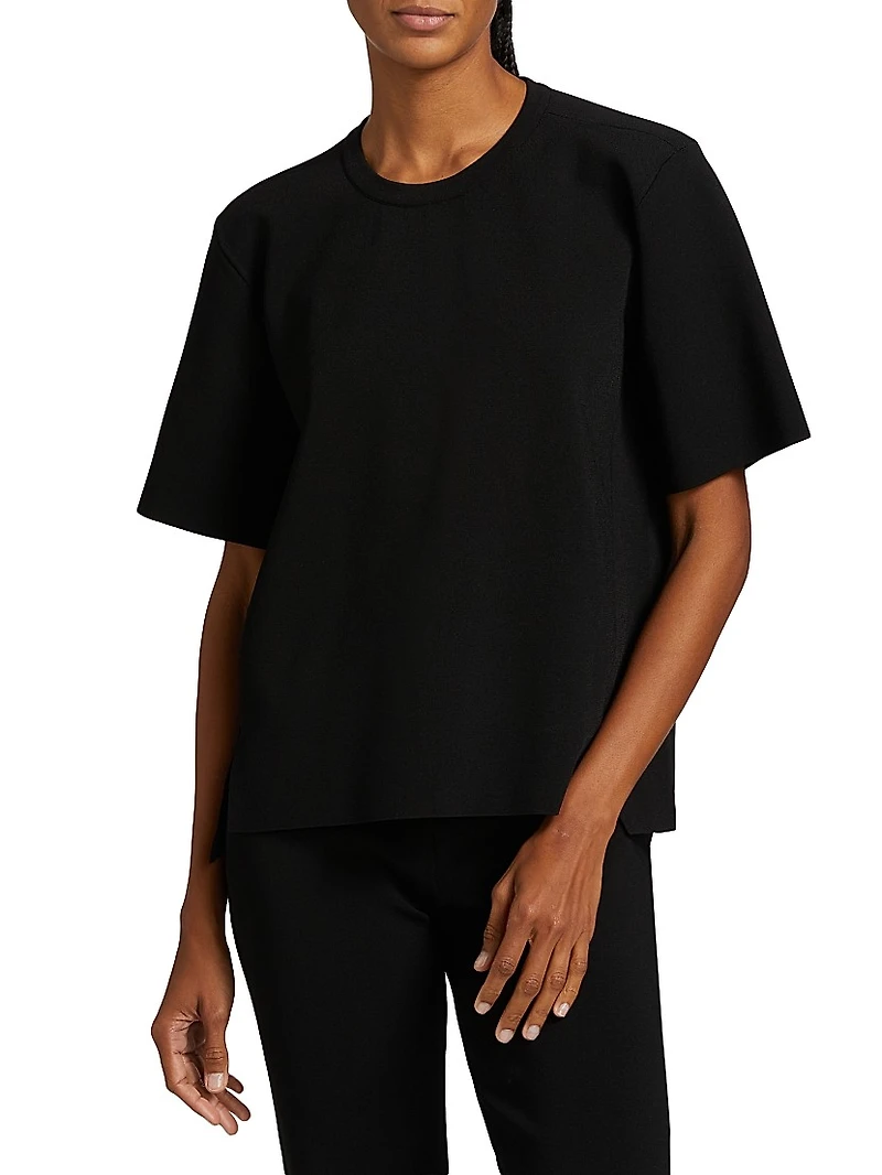 Compact Knit Short-Sleeve Top