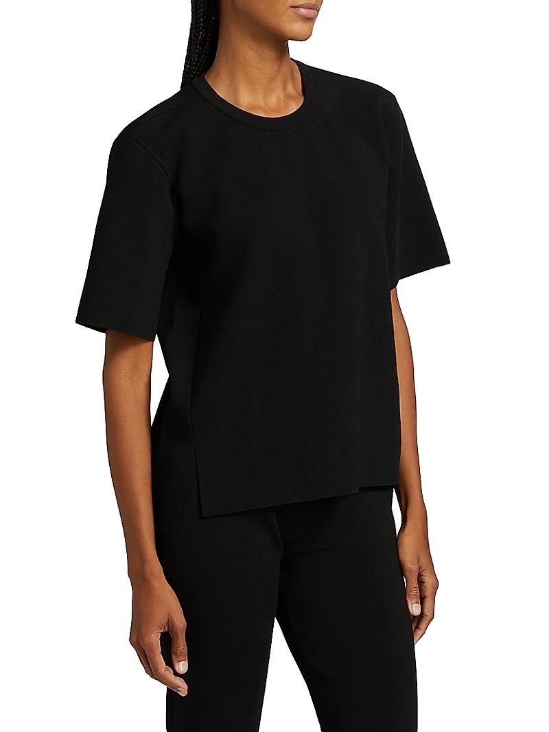 Compact Knit Short-Sleeve Top