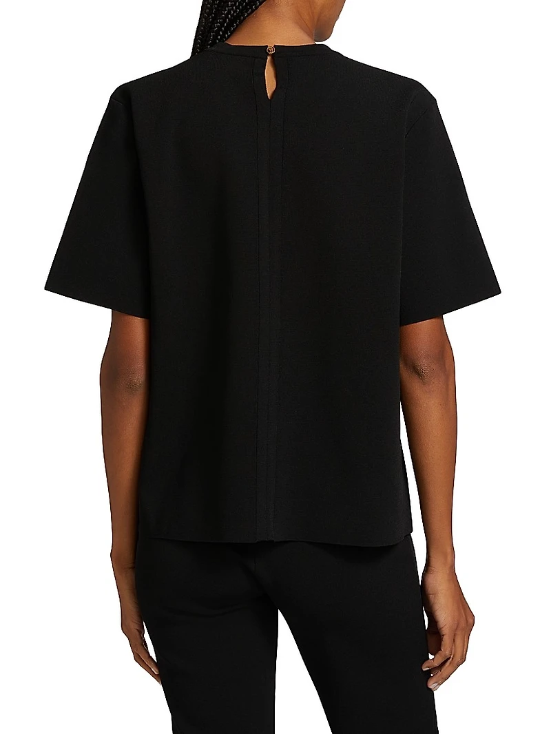 Compact Knit Short-Sleeve Top