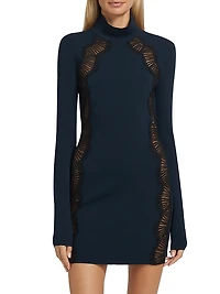 Lace-Panel Long-Sleeve Minidress