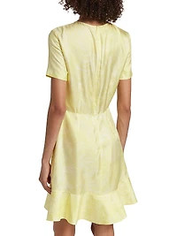 Feather Silk Flounce Minidress