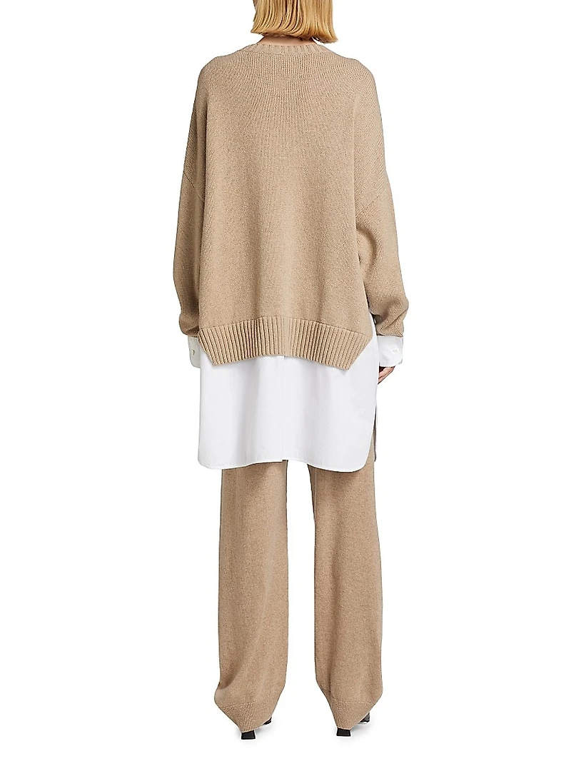 Merino & Cotton Poplin Sweater