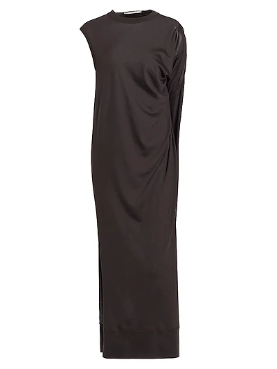 Draped Wool Midi-Dress