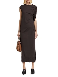 Draped Wool Midi-Dress