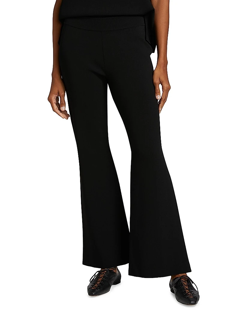 Compact Knit Kick-Flare Pants
