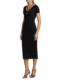 Evelyn Ring-Insert Midi-Dress