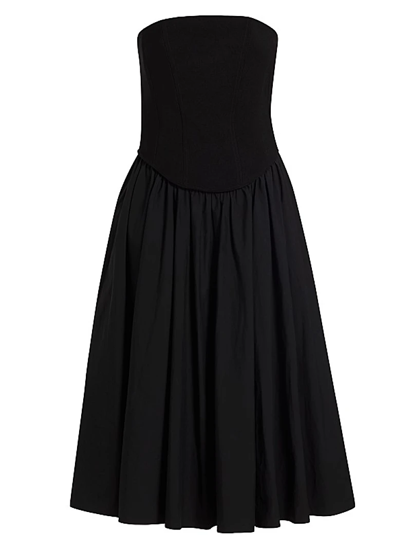 Melody Corset Cotton-Blend Midi-Dress