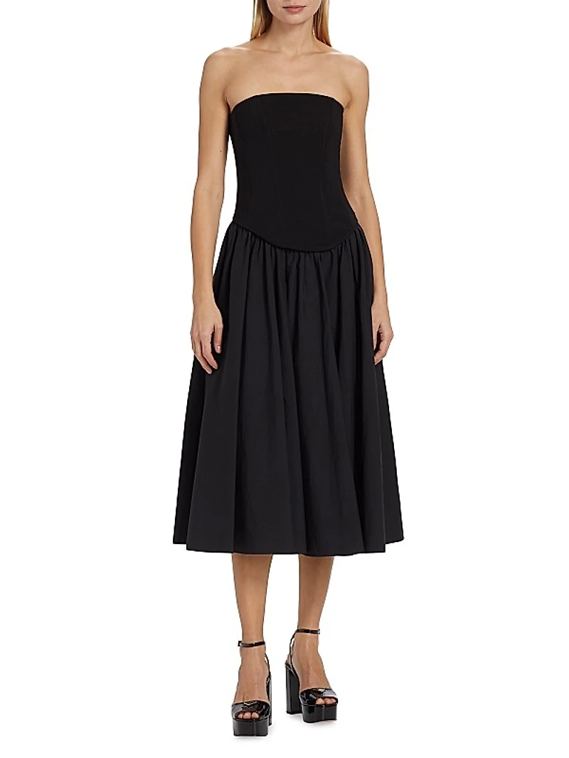 Melody Corset Cotton-Blend Midi-Dress