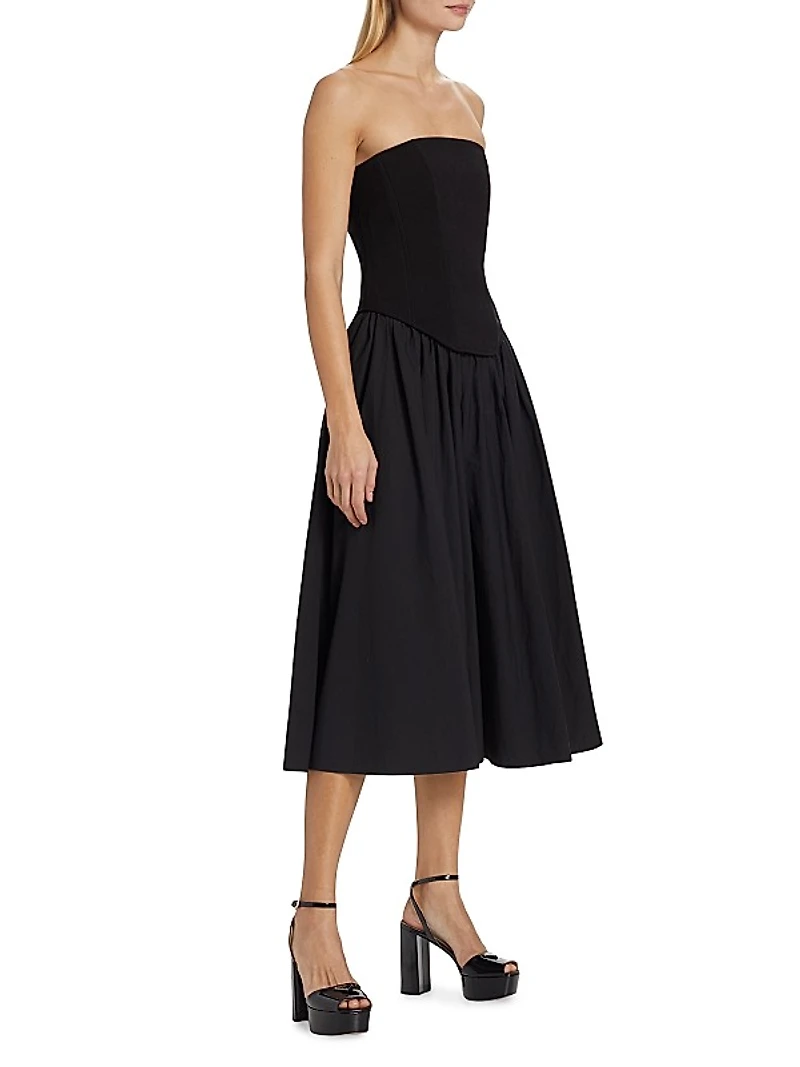Melody Corset Cotton-Blend Midi-Dress