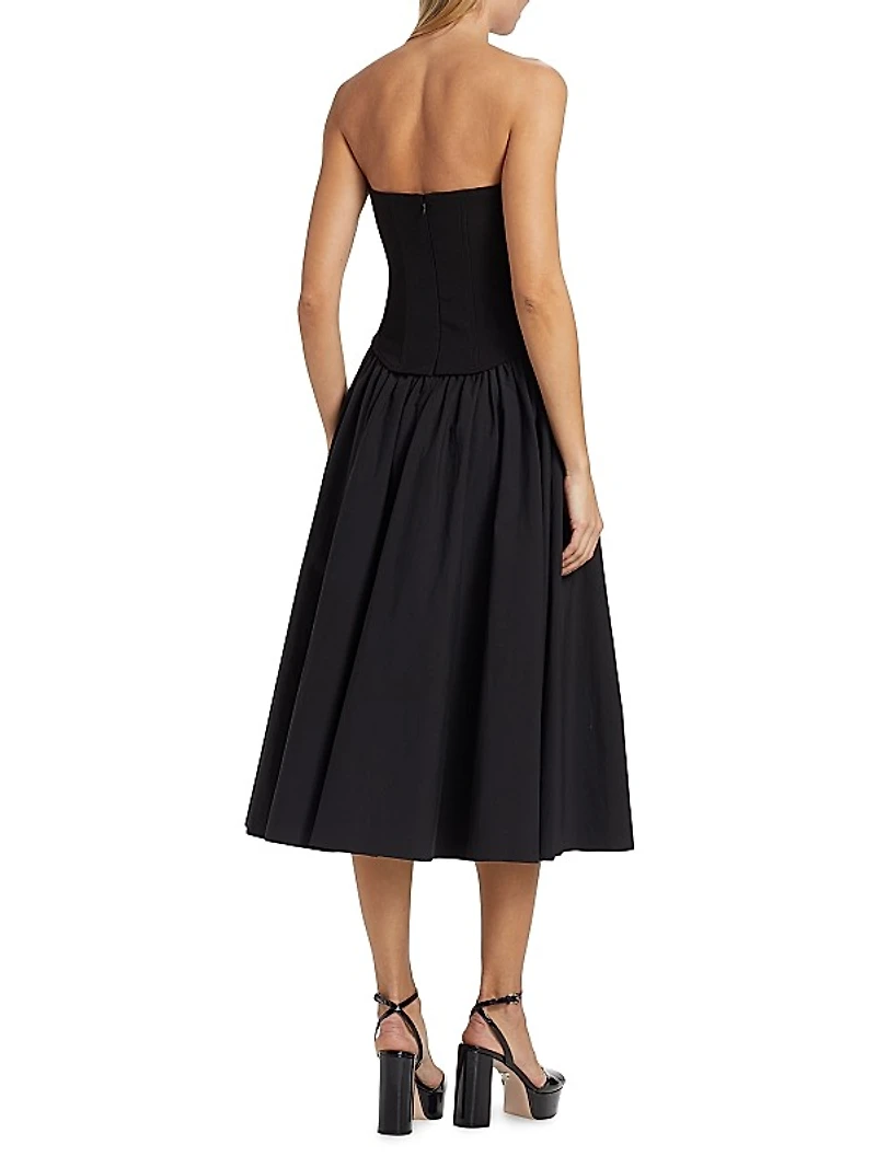 Melody Corset Cotton-Blend Midi-Dress