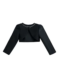 Little Girl's & Cropped Satin Cardigan