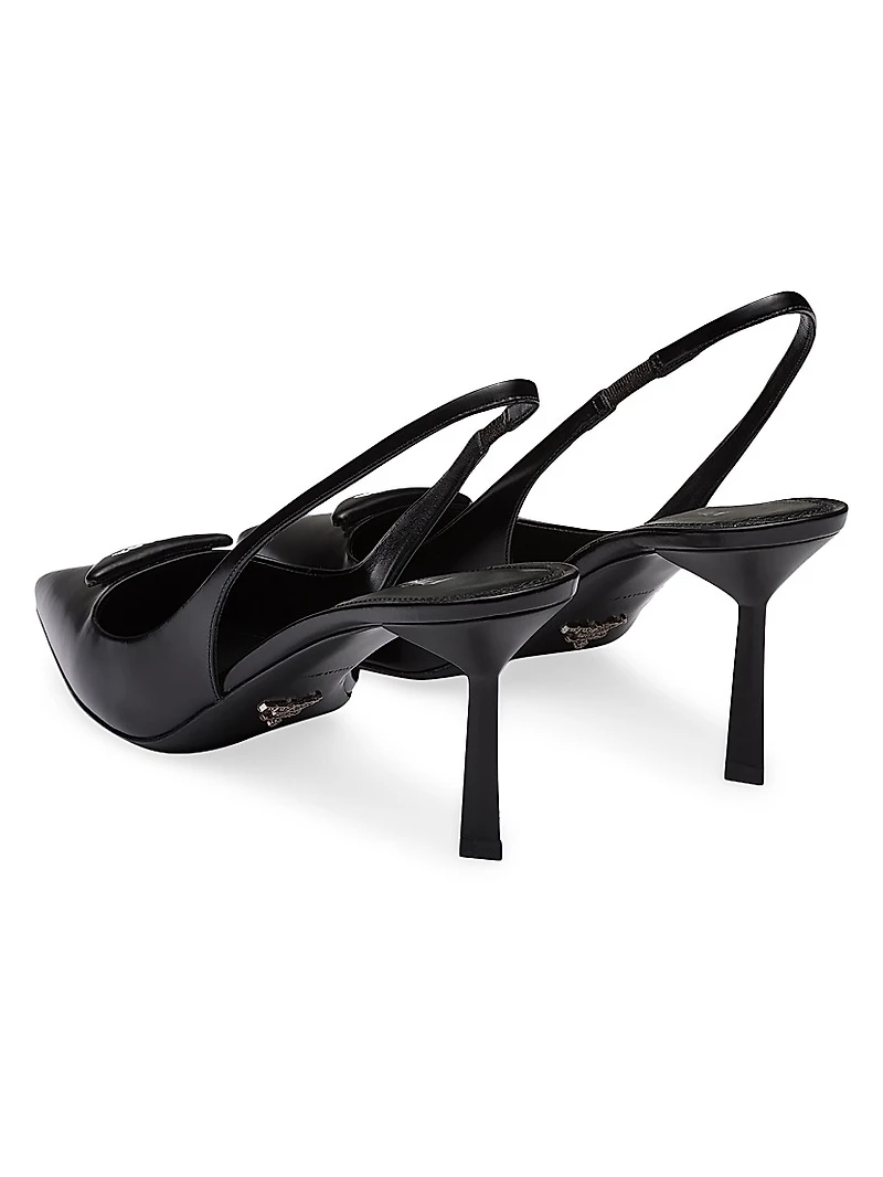 Brushed 75MM Leather Slingback Pumps