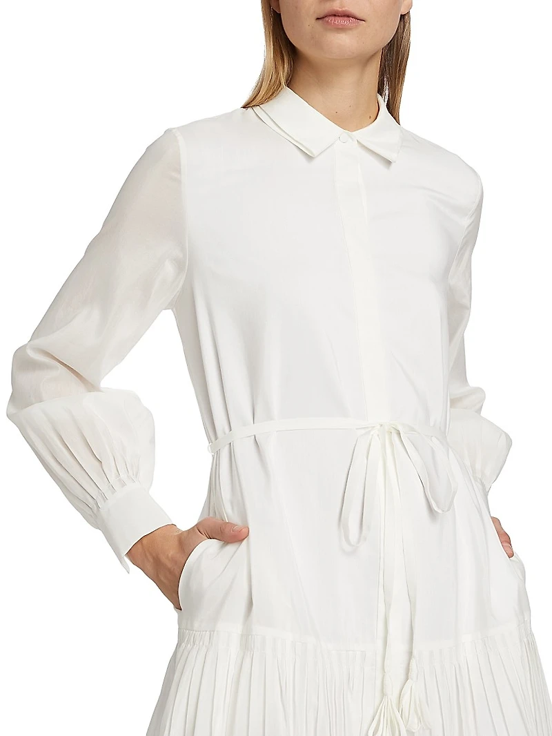 Viola Tie-Waist Cotton & Silk Minidress