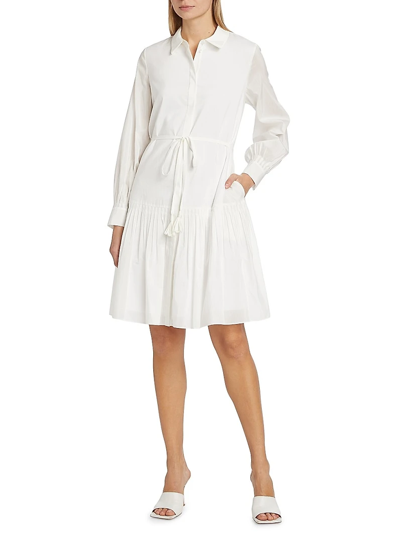 Viola Tie-Waist Cotton & Silk Minidress