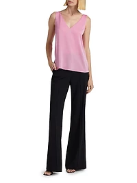 Sailor Stretch-Silk Sleeveless Blouse