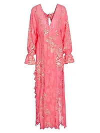 Floral Ruffle-Trim Maxi Dress