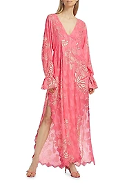 Floral Ruffle-Trim Maxi Dress