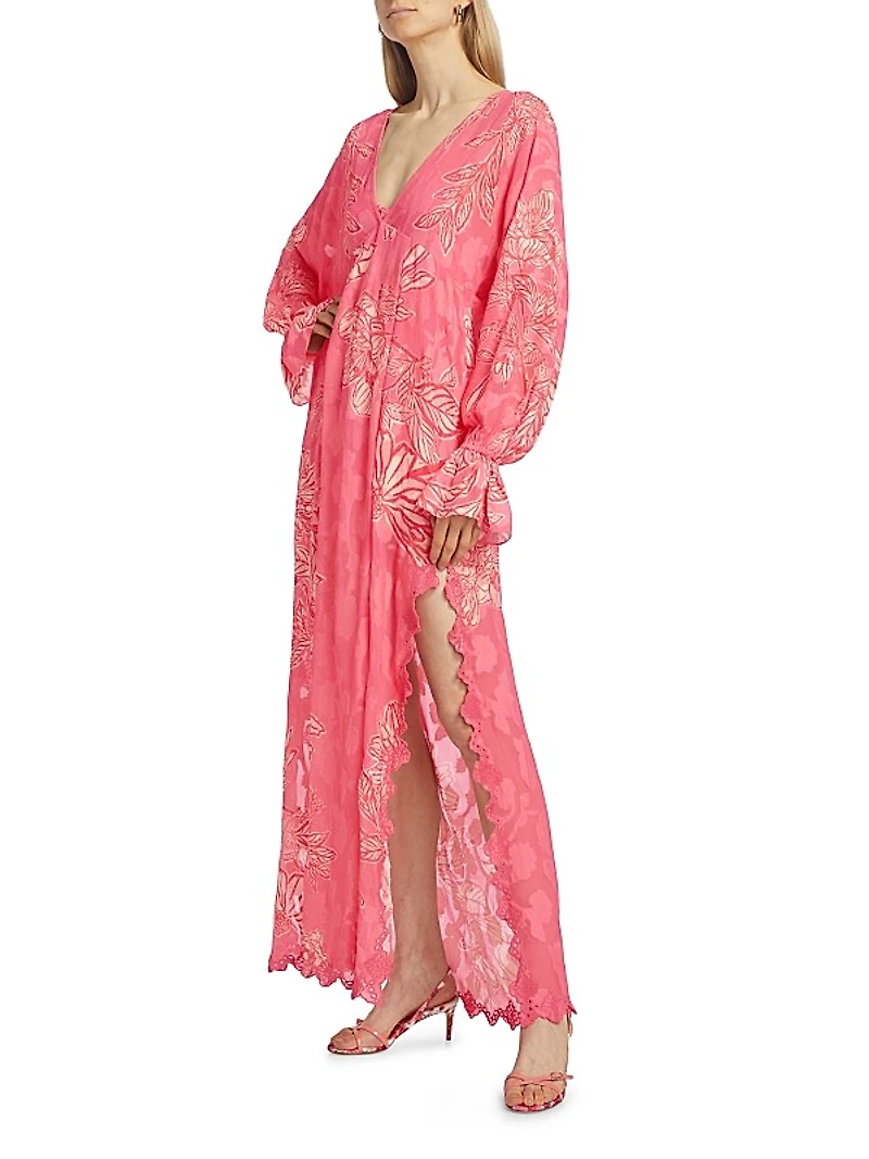 Floral Ruffle-Trim Maxi Dress
