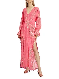 Floral Ruffle-Trim Maxi Dress