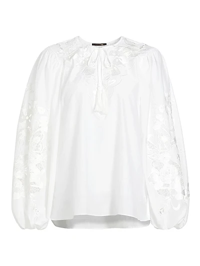 Gloria Embroidered Cotton-Silk Voile Blouse