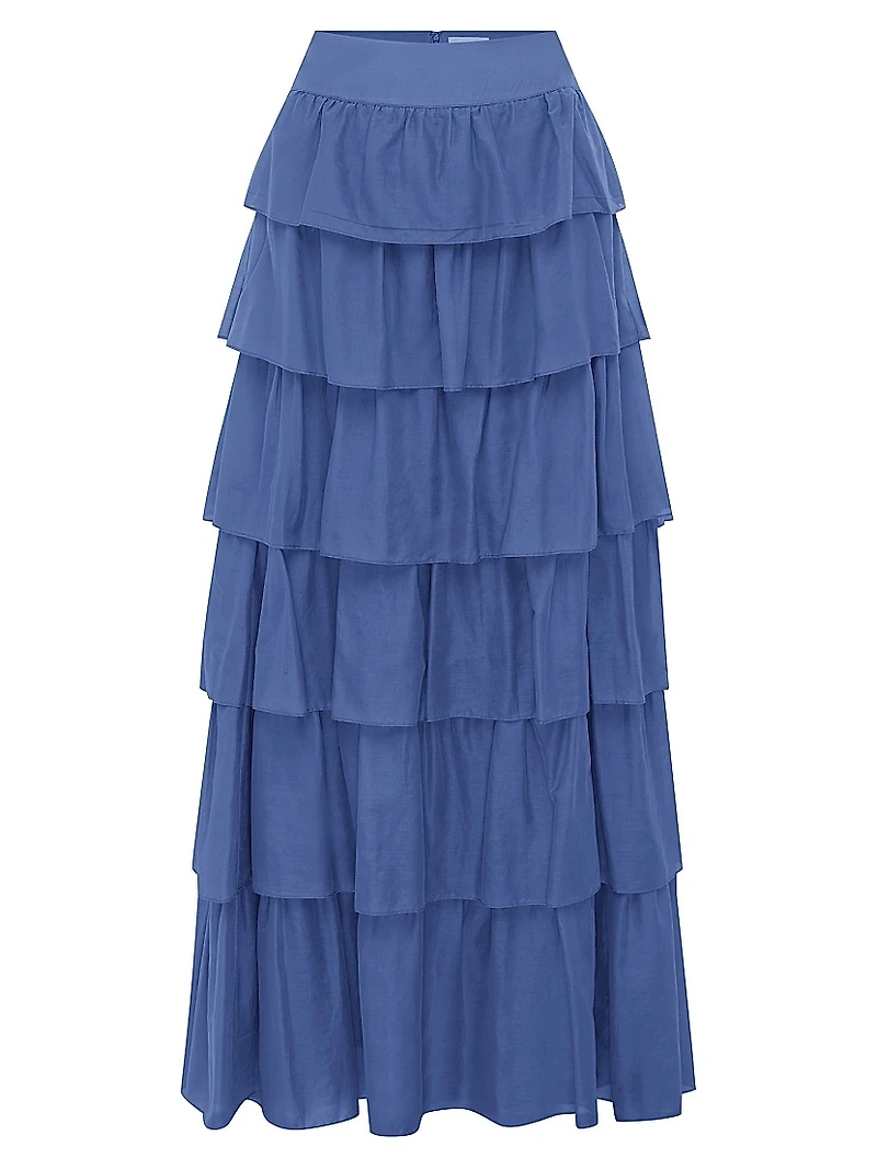 Lou Cotton & Silk Tiered Maxi Skirt