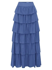 Lou Cotton & Silk Tiered Maxi Skirt