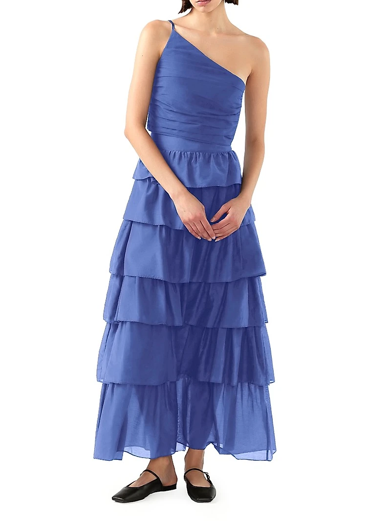 Lou Cotton & Silk Tiered Maxi Skirt