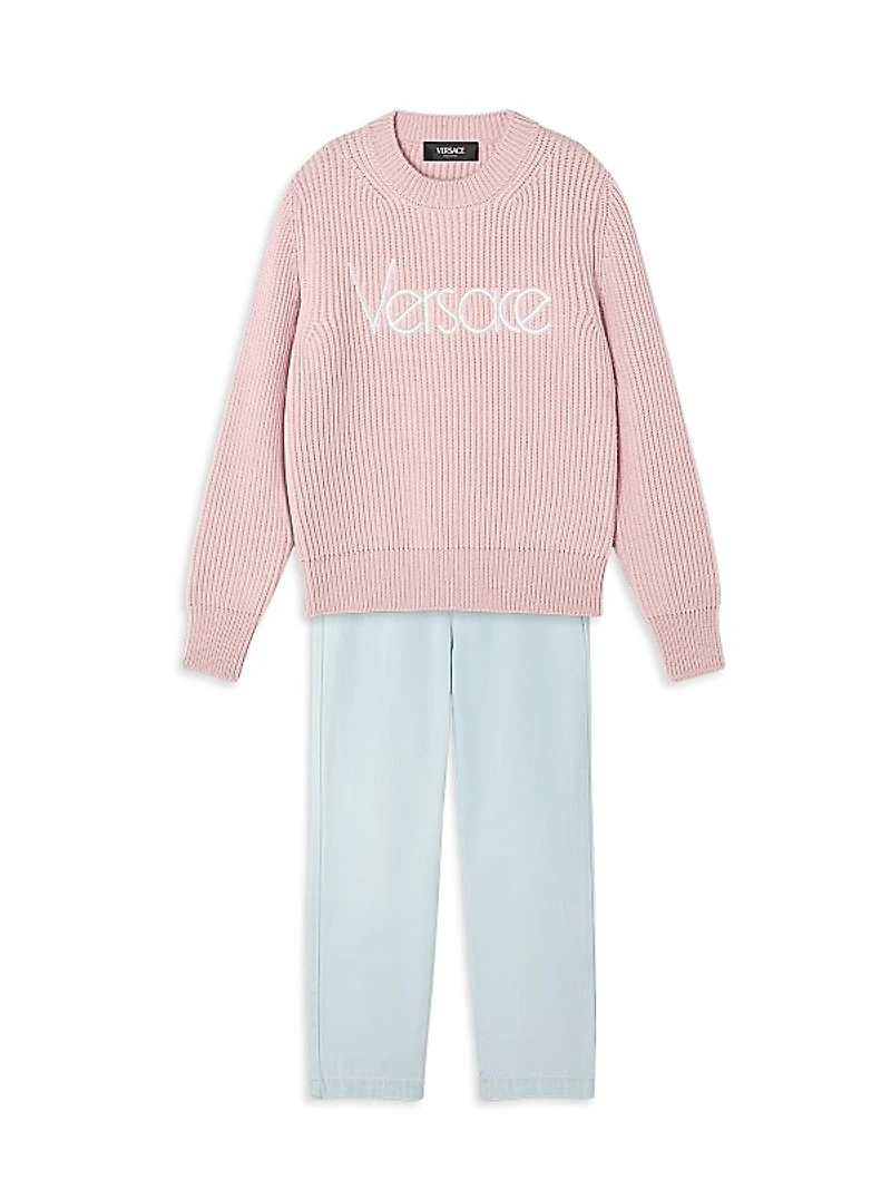 Little Girl's & Girl's 80s Embroidered Knit Sweater