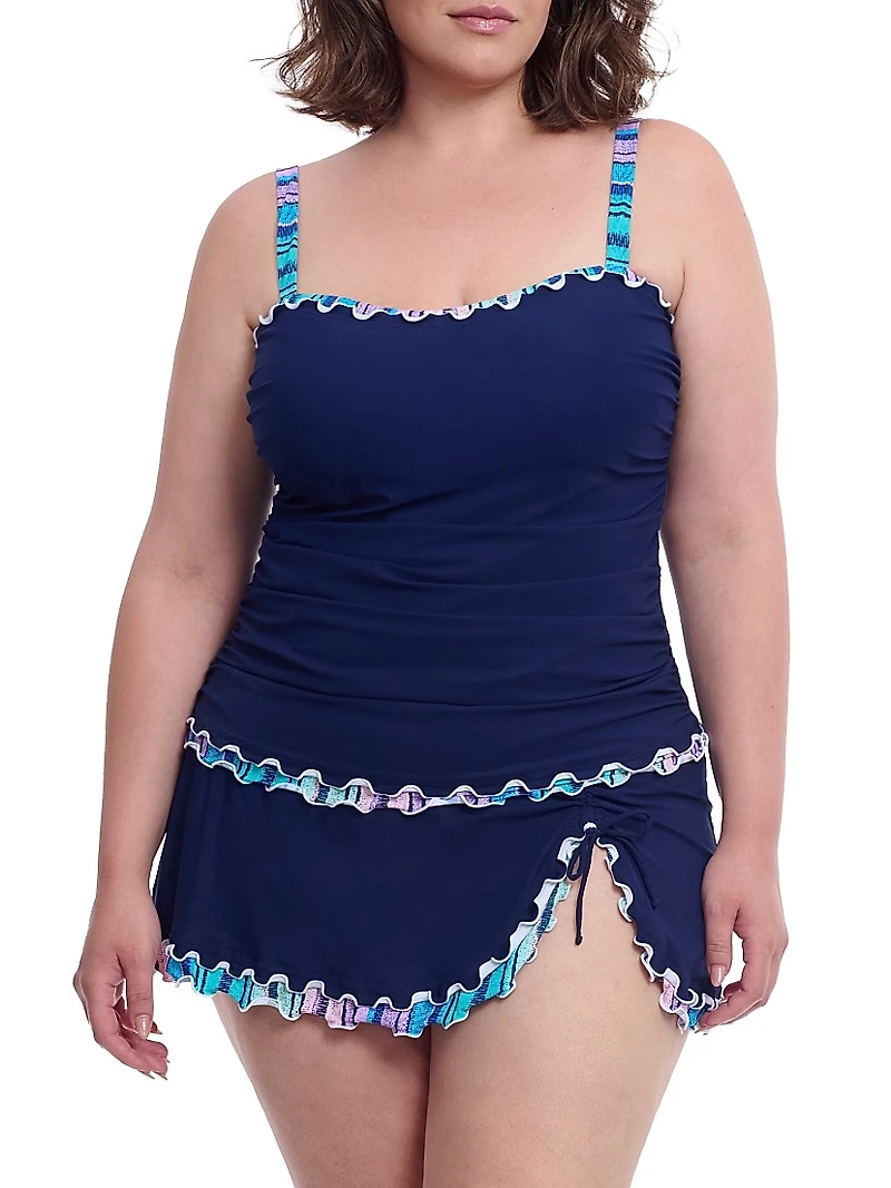 Plus Harmony Ruffle Underwire Tankini Top