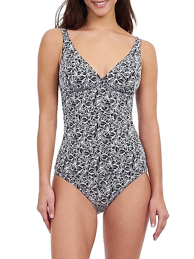Plumeria Floral V-Neck Tankini Top
