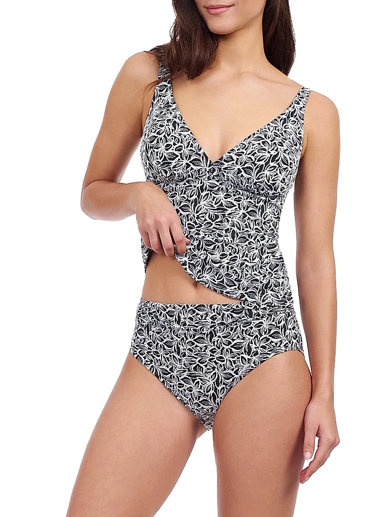 Plumeria Floral V-Neck Tankini Top