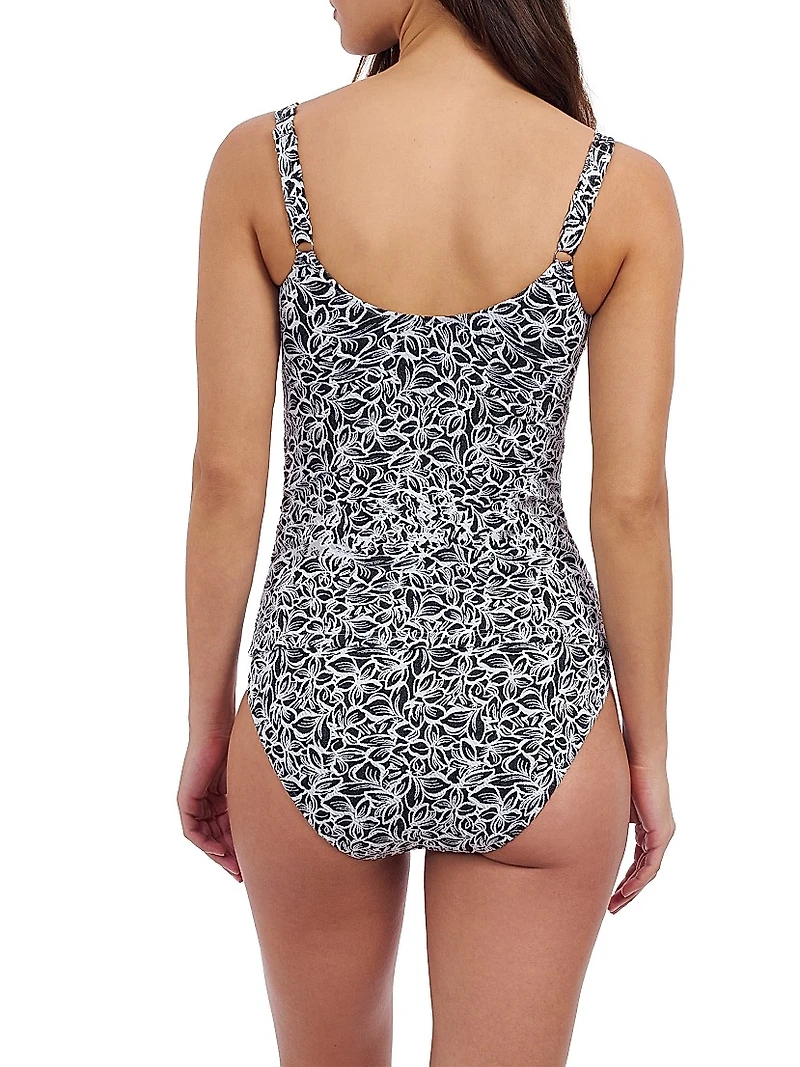 Plumeria Floral V-Neck Tankini Top