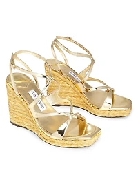 Ayla 110MM Metallic Leather Platform Wedge Sandals