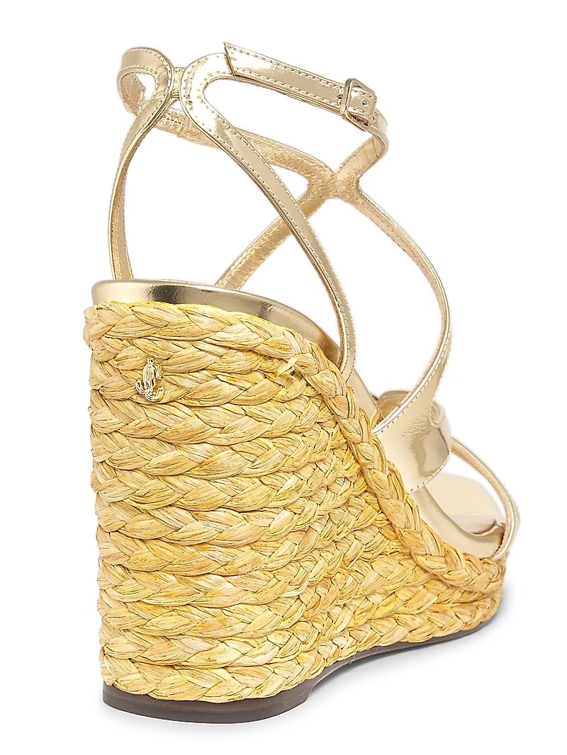 Ayla 110MM Metallic Leather Platform Wedge Sandals