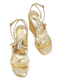 Ayla 110MM Metallic Leather Platform Wedge Sandals