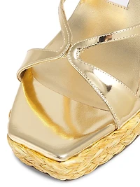 Ayla 110MM Metallic Leather Platform Wedge Sandals