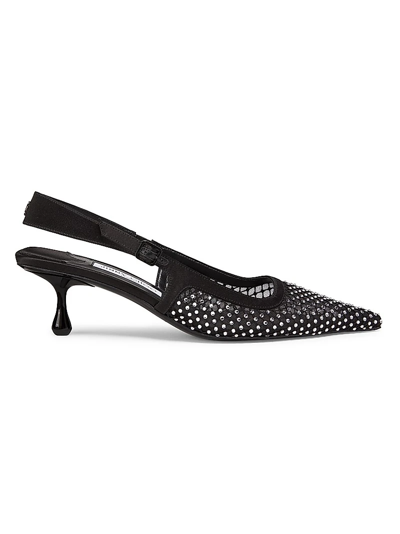 Amel 50MM Crystal-Embellished Mesh Pumps